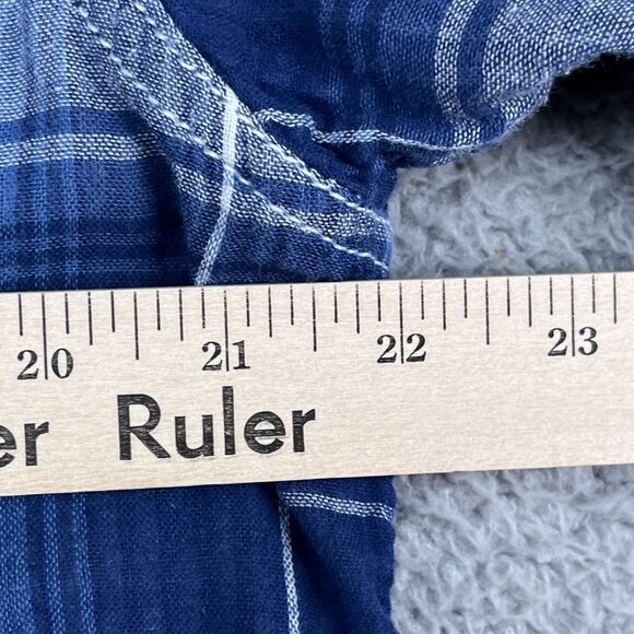 True Grit Short Sleeve Flannel Shirt Mens Large Blue White Western Button Down - Picture 5 of 7